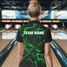 Load image into Gallery viewer, Custom Black And Green Lightning Crack Modern Bowling Team Quarter-Zip Shirt For Women IPHW11101
