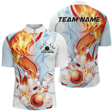Load image into Gallery viewer, Water And Fire Custom Striking Bowling Shirts For Men, Flame Bowling Team Shirt Bowler Outfit IPHW7591