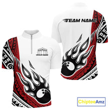 Load image into Gallery viewer, Custom Red Tribal Polynesian Pattern Men Bowling Team Shirt, Maori Style Bowling Outfit IPHW10326