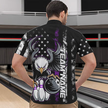 Load image into Gallery viewer, Custom Purple Thin Line American Flag Eagle Bowling Men Quarter-Zip Shirts, Patriotic US Bowling IPHW8739