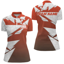 Load image into Gallery viewer, Custom White And Orange Bowling Team Women Quarter-Zip Shirt, Bowling Ball Pattern Outfit IPHW8743