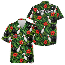 Load image into Gallery viewer, Custom Tropical Leaves And Hibiscus Flower Hawaiian Bowling Shirts For Men And Women IPHW10846