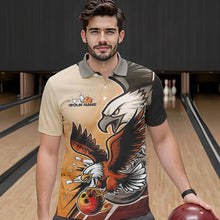 Load image into Gallery viewer, Custom Eagle Bowling Jerseys With Names, Orange Eagle Bowling League Men Polo Shirts IPHW8762