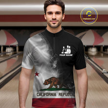 Load image into Gallery viewer, Custom Smoke California Flag Bowling Men Team Shirts, Patriotic California Bowling Jerseys IPHW10629