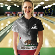Load image into Gallery viewer, Custom Smoke California Flag Bowling Women Team Shirts, Patriotic Bowling Jerseys IPHW10629