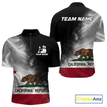 Load image into Gallery viewer, Custom Smoke California Flag Bowling Men Team Shirts, Patriotic California Bowling Jerseys IPHW10629