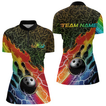 Load image into Gallery viewer, Custom Rainbow Flame Bowling Team Women Quarter-Zip Shirts, Colorful Bowling League Shirt IPHW8785