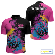 Load image into Gallery viewer, Custom Colorful Splatter Dartboard Dart Quarter-Zip Shirt For Men, Grunge Dart Team Jerseys IPHW9961