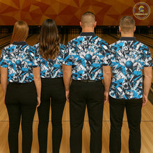 Load image into Gallery viewer, Custom Graffity Blue Camo Bowling Team Men Polo Shirts, Camouflage Bowling Jerseys IPHW10215