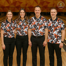 Load image into Gallery viewer, Custom Graffity Orange Camo Bowling Team Men Polo Shirts, Camouflage Bowling Jerseys IPHW10216