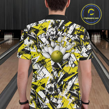 Load image into Gallery viewer, Custom Graffity Yellow Camo Bowling Team Men Polo Shirts, Camouflage Bowling Jerseys IPHW10217