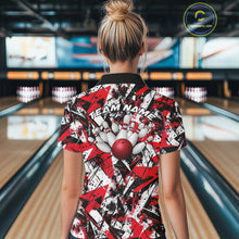Load image into Gallery viewer, Custom Graffity Red Camo Bowling Team Women Shirts, Camouflage Bowling Jerseys IPHW10218