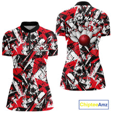 Load image into Gallery viewer, Custom Graffity Red Camo Bowling Team Women Shirts, Camouflage Bowling Jerseys IPHW10218