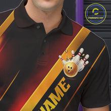 Load image into Gallery viewer, Custom Red And Gold Bowling Tournament Shirts For Men And Women With Name, Bowler Outfit IPHW10645