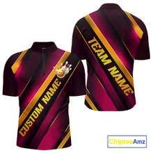 Load image into Gallery viewer, Custom Pink And Gold Bowling Tournament Shirts For Men And Women With Name, Bowler Outfit IPHW10646