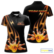 Load image into Gallery viewer, Custom Flame Bowling Team Polo Shirts For Women, Bowling Tournament Team Outfit IPHW9287