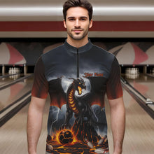Load image into Gallery viewer, Custom Thunder Lightning Dragon Bowling Quarter-Zip Shirts For Men,Dragon Bowling Team Shirt IPHW8300