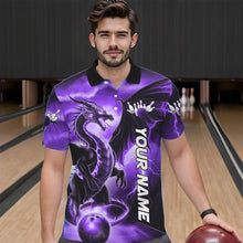 Load image into Gallery viewer, Custom Purple Thunder Lightning Dragon Bowling Polo Shirts For Men, Dragon Bowling Uniform IPHW8305