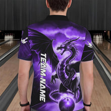 Load image into Gallery viewer, Custom Purple Thunder Lightning Dragon Bowling Polo Shirts For Men, Dragon Bowling Uniform IPHW8305
