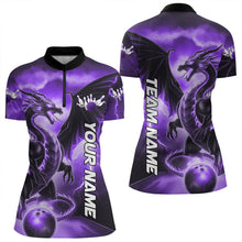Load image into Gallery viewer, Custom Purple Thunder Lightning Dragon Bowling Quarter-Zip Shirts For Women Bowling Uniform IPHW8305