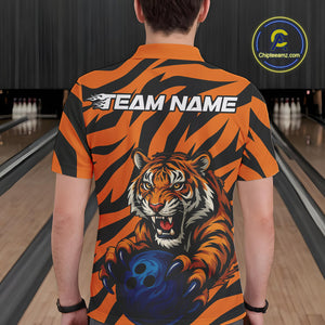 Custom Tiger Bowling Team Polo Shirts For Men, Tiger Bowling Team Uniform Bowler Outfit IPHW9025
