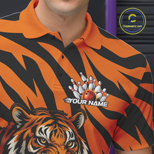 Custom Tiger Bowling Team Polo Shirts For Men, Tiger Bowling Team Uniform Bowler Outfit IPHW9025