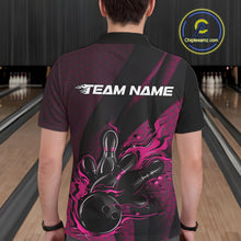 Load image into Gallery viewer, Custom Black And Pink Flame Bowling Polo Shirt For Men, Bowling Team Tournament Jersey IPHW11183