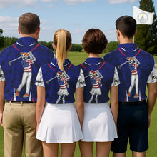 Load image into Gallery viewer, USA flag camo golf outfits funny skull matching men and womens golf shirts custom patriotic golf tops NQS11400