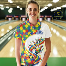 Load image into Gallery viewer, Custom Colorful Puzzles Autism Awareness Bowling Women Polo Shirt, Autism Acceptance Shirt IPHW11198