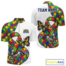 Load image into Gallery viewer, Custom Colorful Autism Awareness Butterfly Ribbon Bowling Men Shirt, Puzzles Jersey IPHW11201