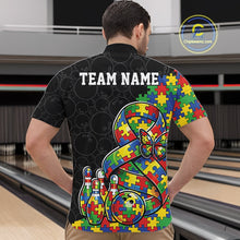 Load image into Gallery viewer, Custom Colorful Autism Awareness Butterfly Ribbon Bowling Men Shirt, Puzzles Jersey IPHW11202