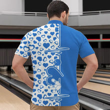 Load image into Gallery viewer, Blue Bowling Heartbeat Pulse Line Custom Valentines Day Bowling Quarter-Zip Shirts For Men IPHW8333