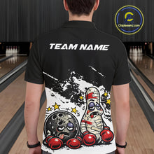 Load image into Gallery viewer, Custom Funny Boxing Bowling Men Polo Shirt, Black Grunge Bowling Team Tournament Jersey IPHW11222