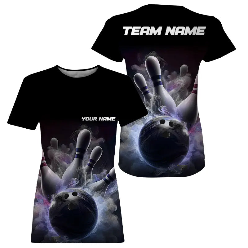 Custom Bowling T-Shirts For Women Smoke Bowling Team Jerseys Strike Bowling IPHW5402
