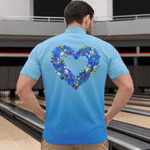 Load image into Gallery viewer, Blue Bowling Heart Custom Valentines Bowling Quarter-Zip Shirts For Men, Bowling Couple Shirt IPHW8339