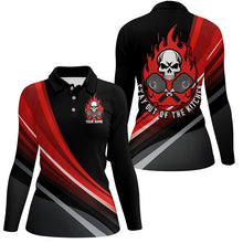 Load image into Gallery viewer, Custom Skull Women's Pickleball Polo Shirts "Stay Out Of The Kitchen" Pickleball | Red IPHW6905