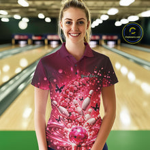 Load image into Gallery viewer, Custom Elegant Red Roses And Butterfly Women Bowling Shirt, Flower Bowling League Shirt IPHW10926