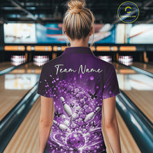 Load image into Gallery viewer, Custom Elegant Purple Roses And Butterfly Women Bowling Shirt, Flower Bowling League Shirt IPHW10927