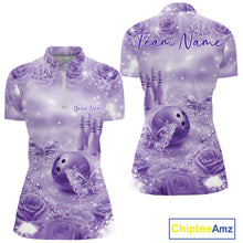 Load image into Gallery viewer, Custom Elegant Purple Roses And Butterfly Women Bowling Quarter-Zip Shirt, Ladies Outfit IPHW10934