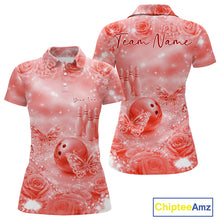 Load image into Gallery viewer, Custom Elegant Red Roses And Butterfly Women Bowling Polo Shirts, Ladies Outfit IPHW10936