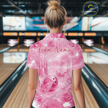 Load image into Gallery viewer, Custom Elegant Pink Roses And Butterfly Women Bowling Quarter-Zip Shirts, Ladies Outfit IPHW10937