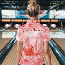 Load image into Gallery viewer, Custom Elegant Red Roses And Butterfly Women Bowling Quarter-Zip Shirts, Ladies Outfit IPHW10940