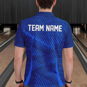 Custom Blue Bowling Team Polo Shirts For Men, Bowling Tournament Bowling League Shirt IPHW8536