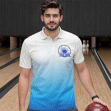 Load image into Gallery viewer, Custom Blue Bowling Team Polo Shirts For Men, Bowling Tournament Bowling League Shirt IPHW8538