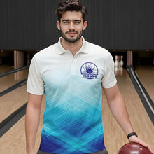 Load image into Gallery viewer, Custom Blue Bowling Team Polo Shirts For Men, Bowling Tournament Bowling League Shirt IPHW8539