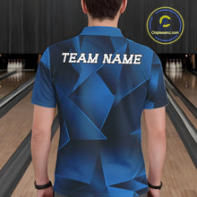 Load image into Gallery viewer, Person wearing a blue bowling shirt with 'TEAM NAME' on the back in a bowling alley.