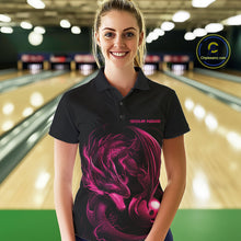 Load image into Gallery viewer, Custom Black And Pink Dragon Bowling Shirts, Bowling League Shirt Dragon Women Jersey IPHW10703