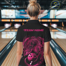 Load image into Gallery viewer, Custom Black And Pink Dragon Bowling Shirts, Bowling League Shirt Dragon Women Jersey IPHW10703