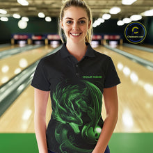 Load image into Gallery viewer, Custom Black And Green Dragon Bowling Shirts, Bowling League Shirt Dragon Women Jersey IPHW10705