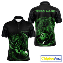 Load image into Gallery viewer, Custom Black And Green Dragon Bowling Shirts, Bowling League Shirt Dragon Men Jersey IPHW10705